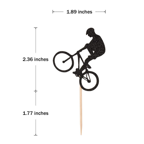 Donoter 48 Pcs Glitter BMX Bicycle Cupcake Topper Picks for Bike Theme Birthday Party Cake Decorations