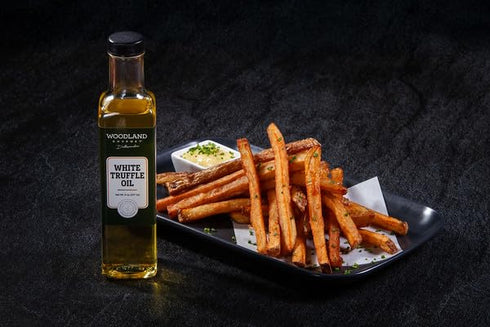 8 oz White Truffle Oil, Premium Olive Oil Infused with White Truffle, Gourmet Finishing Oil, by Woodland Gourmet
