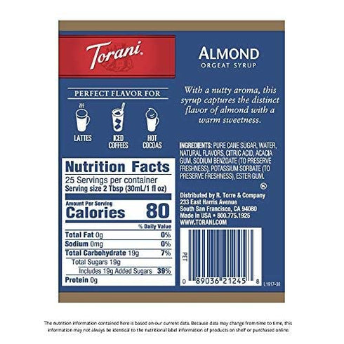 25.4 Almond Orgeat Syrup for Coffee Ounces Coffee Flavoring for Drinks with Jimoco Pump