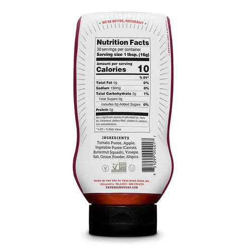 17 oz True Made Foods, No Added Sugar Vegetable Ketchup Squeeze