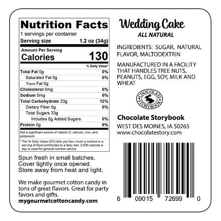 Wedding Cake Gourmet Flavored Cotton Candy – Unique Idea for Holidays, Birthdays, Party Favors