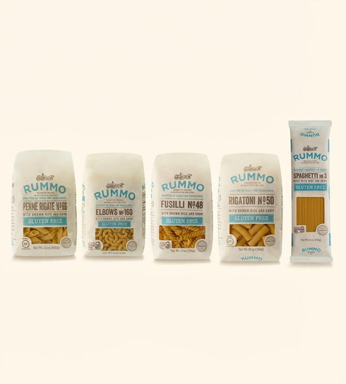 Rummo Pack 5 Pack Elbows) Gluten-Free Pasta Variety Assortment (Spaghetti, Rigatoni, Penne Rigate, Fusilli, Premium