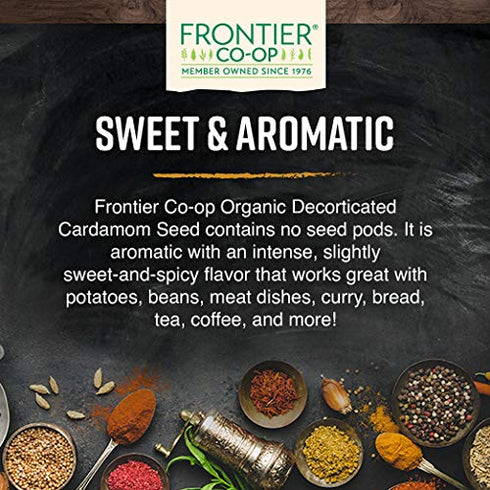 16 Frontier Cardamom Seed, Decorticated (no Pods), Whole, Extract Fancy Grade, Ounce Bag