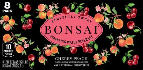 Bonsai 12 oz 8 pack Cherry Peach Sweetened Sparkling Water, fl cans