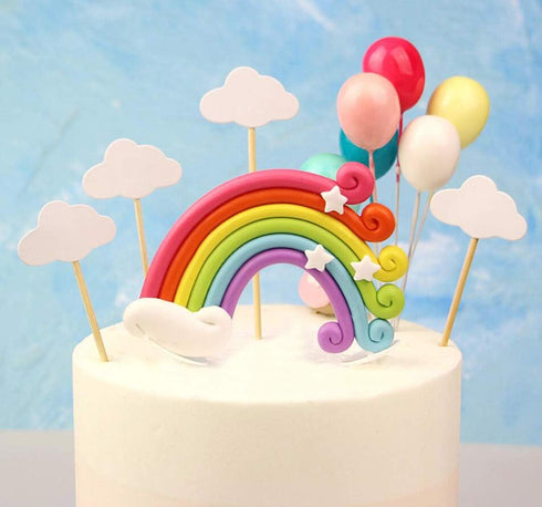 Rainbow Cake Topper Cupcake Pick - Wedding Birthday Party Favor Dessert Rainbow Design Cake Pick