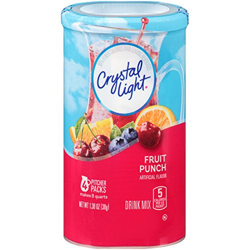 (16 Packets, 4 4) Crystal Light Fruit Punch Drink Mix Pitcher Canisters