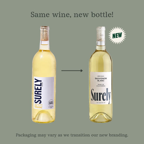 3g 50 750ml (25 oz) Surely Non Alcoholic Wine, De-alcoholized California Sauvignon Blanc, Alcohol-removed White Wine