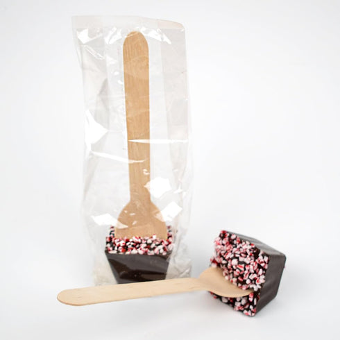 12 pcs Hot Chocolate Spoons Gourmet Dark Chocolate Favors with Crush Peppermint