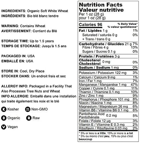 5 Food to Live - Organic Whole Wheat Pastry Flour, Pounds - Non-GMO, Finely Ground, Unbleached, Unbromated, Vegan