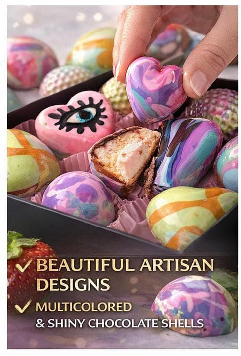 Generic Berry Yogurt Indulgence - By Chef Gabriela Polanco Handcrafted Artisan Chocolate Bonbons, Multicolored