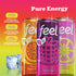 Pack 140mg 12 Oz (12-Pack) FEEL Variety Zero Sugar Natural Energy Drink Mixed Fruit Flavors, Plant-Based Caffeine +