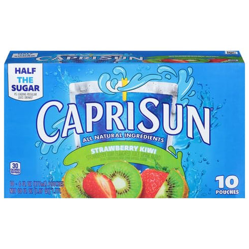 (30 6 oz (Pack 2) Capri Sun Strawberry Kiwi Naturally Flavored Juice Drink Blend ct Box, fl Pouches)