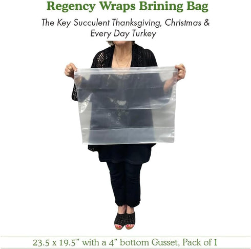 Regency Wraps Heavy Duty Brining Bag, Double Seal for Juicy Turkey, BPA Free, Clear, 23.5" x 19.5", Pack of 1