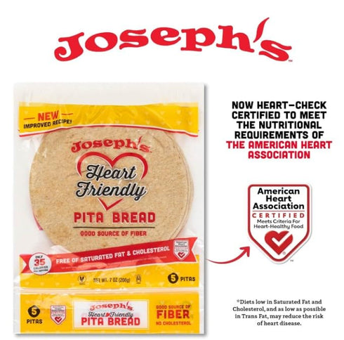 3-Pack, 7g (6 Pack, 18 Joseph's Pita Bread Value Flax Oat Bran and Whole Wheat, Net Carbs per Serving, Fresh Baked per