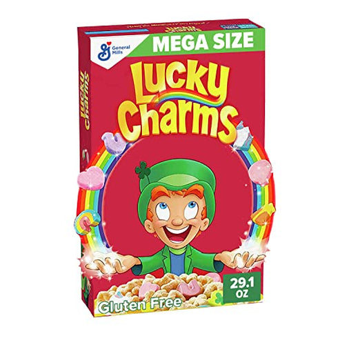 Lucky Charms Gluten Free Cereal with Marshmallows, Kids Breakfast Cereal, Mega Size, 29.1 oz