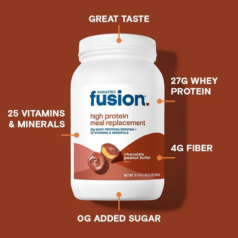21 Bariatric Fusion Meal Replacement Protein Serving Tub Chocolate Peanut Butter for Bariatric Surgery Patients