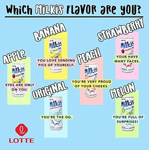 Lotte 8.45 Oz (Pack 6) Milkis Soda Beverage, Melon and milk Fl