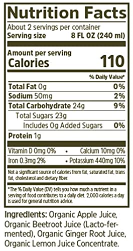 (16.9 Oz, 6) Biotta Organic Apple Beet Ginger Juice - Superfood Blend with Organic Beetroot Juice, Apple, and Ginger
