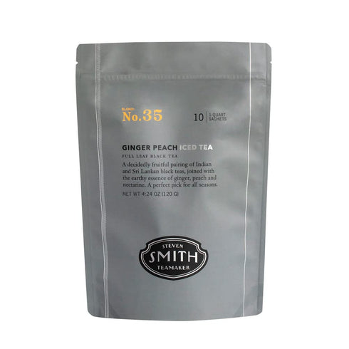 Steven Smith Teamaker Ginger Peach Iced Tea No. 35, Refreshing Caffeinated Sugar-Free Full Leaf Black Iced Tea Bags