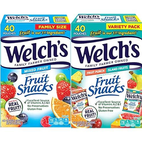 Welch's Fruit Snacks Bundle, Mixed Fruit & Island Fruits, Gluten Free, Bulk