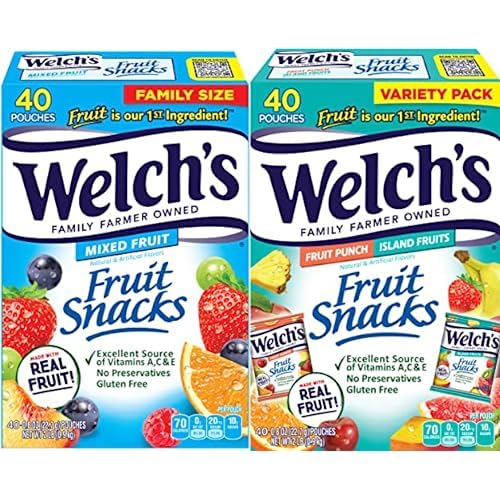 Welch's Fruit Snacks Bundle, Mixed Fruit & Island Fruits, Gluten Free, Bulk