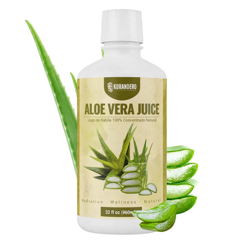 Kurandero 32 oz (946ml) - Aloe Vera Juice - fl - Unflavored and Gluten Free Drink Aloe Vera Leaf Juice and Inner Leaf