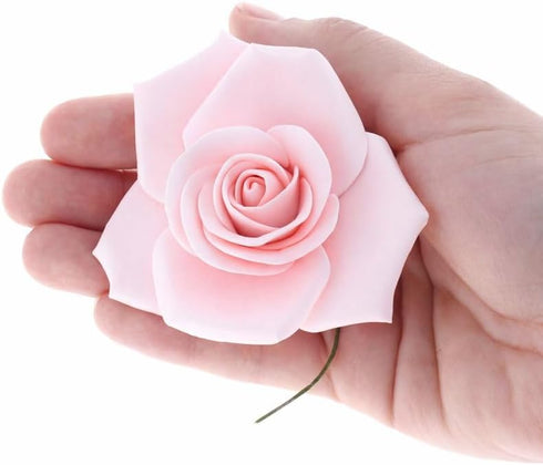 Global Sugar Art Peace Rose Sugar Cake Flowers, Pink 3 Inch Wired,