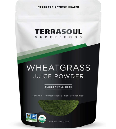 Terrasoul Superfoods Organic Wheat Grass Juice Powder, 5 Oz, Nutrient Concentrated Juice, Smoothies, Detox Drinks