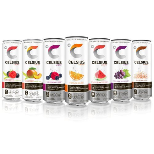 9-Flavor Pack, 12 Oz (Pack 12) CELSIUS Fitness Drink Variety Zero Sugar, Slim Can Fl