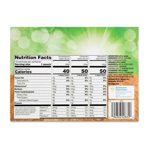 Boltman Pack, 3.2 oz 12 Count, Pack 2, 24 76.8 oz Great Value Apple Sauce Variety Unsweetened, Cinnamon & Strawberry