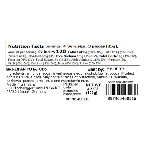 100g (3.5oz) 12 Niederegger Marzipan Potatoes - | pieces per box | Kosher.