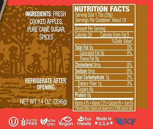 14oz (Pack 6) Dillman Farm All Natural Apple Butter - Gluten-Free, Non-GMO, Vegan, Kosher, Eco-Friendly, Preservative