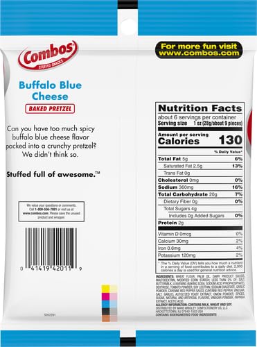 Combos 6.3-Ounce Buffalo Blue Cheese Pretzel Baked Snacks Bag