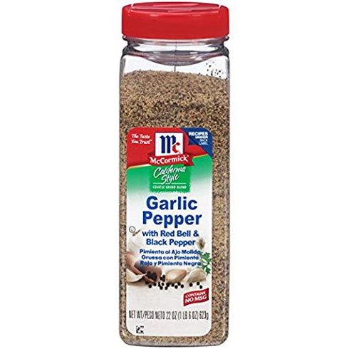 22 oz McCormick California Style Garlic Pepper, Kosher Certified by OU with Shaker Made in USA