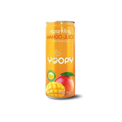 12-Pack (10.82 oz 55% Yoopy Sparkling Mango Juice fl Cans) Mango Juice No Added Sugar Natural Hydration with Tropical