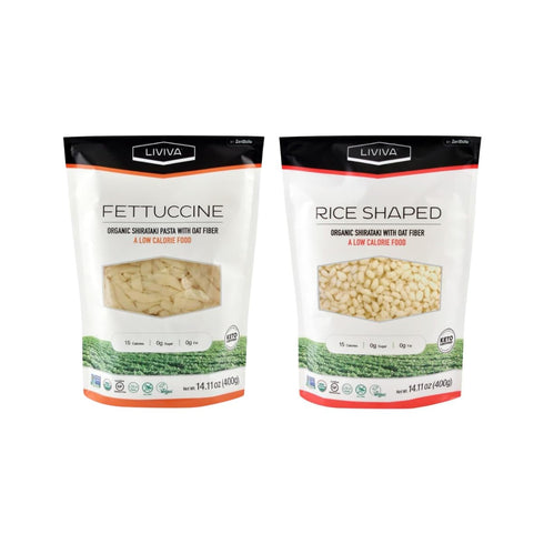 LIVIVA Shirataki Konjac Variety Pk Noodle 2 Pk (1 Rice 1 Fettuccine