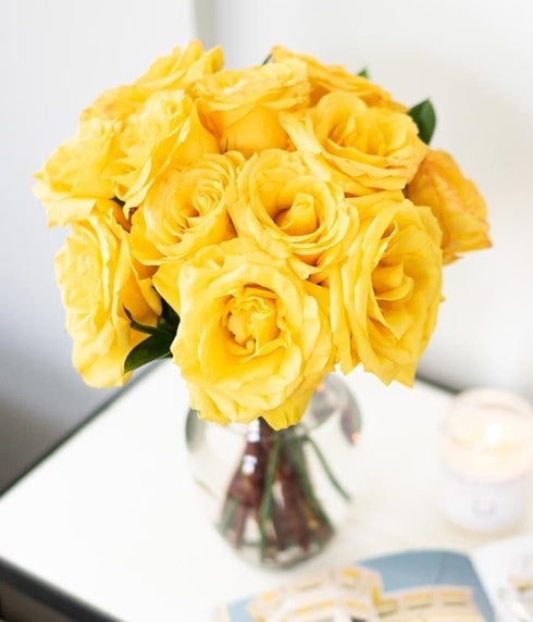 Dozen From You Flowers - One Yellow Roses with Glass Vase | Fresh Flower Bouquets for Birthday, Anniversary, Get Well