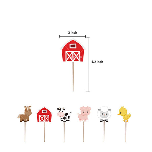 Hongkai 24PCS Farm Animal Theme Cake Cupcake Toppers for 1st Birthday, Baby Shower, Wedding Decorations Supplies