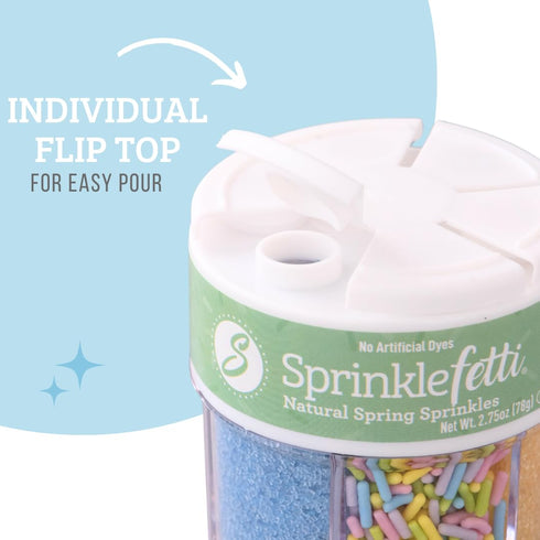 6 Jimmies, 2.75 Sweets Indeed Dye Free Pastel Sprinkles Cell, Yellow Blue Purple and Pink Sugar with Pastel No