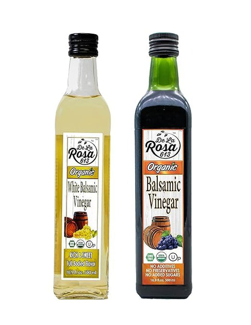 De La Rosa Organic Dark & White Balsamic Vinegar, Kosher for Passover,
