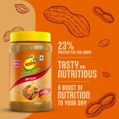 Generic 900g- Butter with Honey spread- Crunchy- Delicious Spread- No Preservatives- Protein Rich- Nutritious Spread
