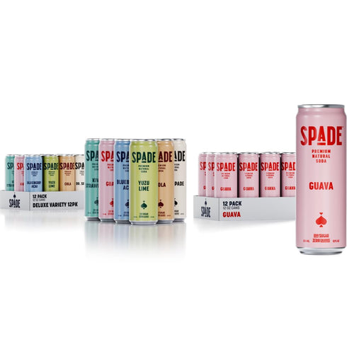 Spade Soda | Deluxe Variety + Guava, Premium All-Natural, No Sugar, No