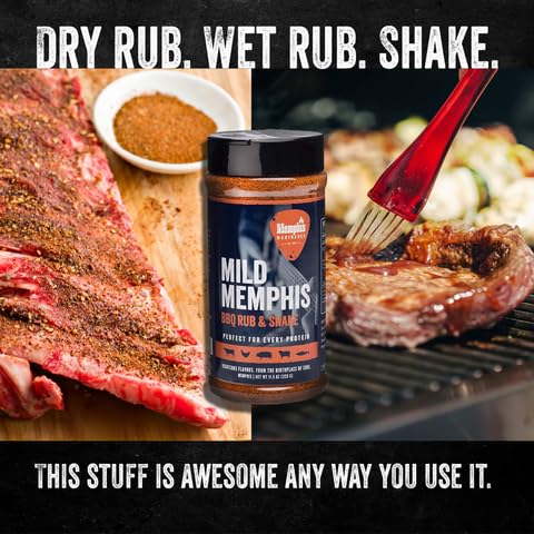 Memphis Marinades 11.5oz Mild Memphis BBQ Rub & Shake - Flavor Enhancer for Chicken, Beef, Pork, Air Fryer Marinade Mix