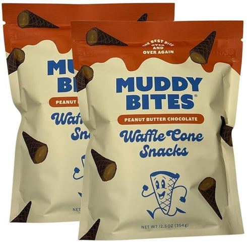 Generic MuddyBites Peanut Butter Chocolate Waffle Cone Snacks, 12.5 oz (pack 2)