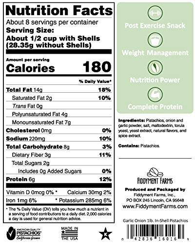 1 Lb Fiddyment Farms Garlic Onion In-shell Pistachios
