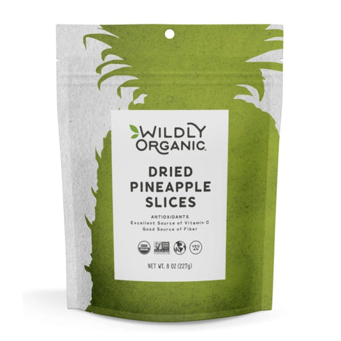 Wildly Organic Dried Pineapple Slices 8 Oz, Bag Premium, Organic, Unsweetened, Non-GMO,