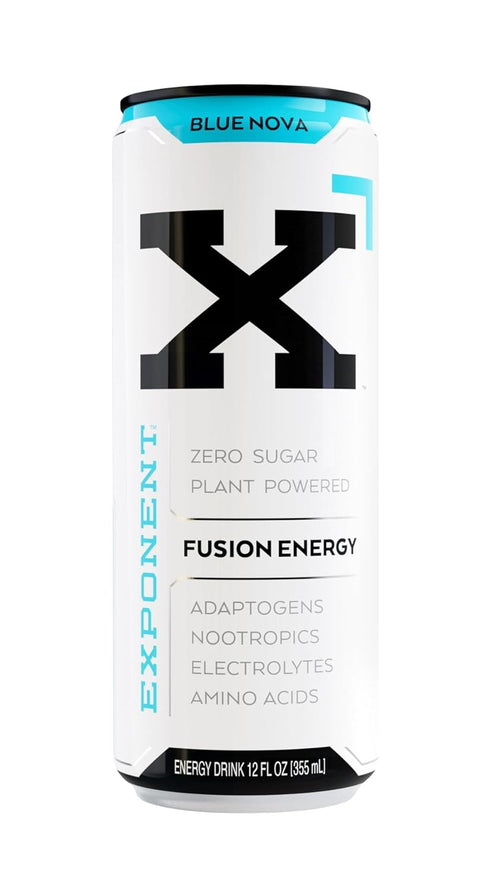 Pack 12, 355mL 15 Exponent Blue Nova Fusion Energy Drink | of Cans | Cool Berry Flavor with Citrus Notes | Zero Sugar