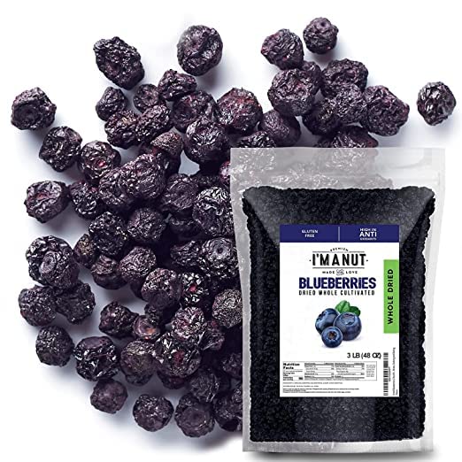 Dried Blueberries 1 lb (16 oz) Gluten-Free & Peanut-Free, Slightly Sweetened Great