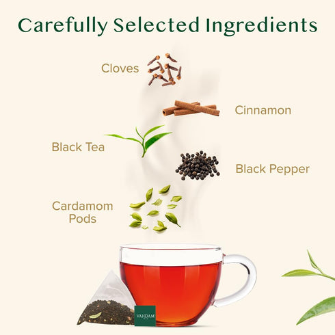 (100 Count) VAHDAM, India's Original Masala Chai Tea Bags No Added Flavoring | Blended w/Exotic Spices | Whole Leaf Tea