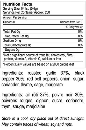 The Gourmet Collection Roasted Garlic and Red Bell Pepper Blend - Garlic Powder Seasoning, Salt Free